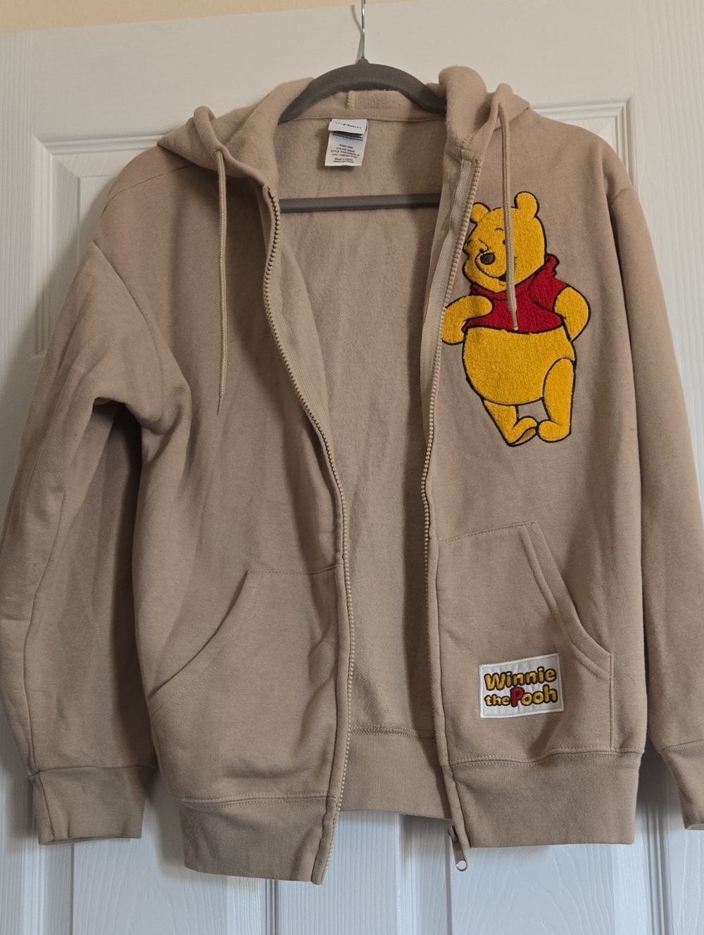 Disney Beige Winnie the Pooh Zip-Up Hoodie Khaki